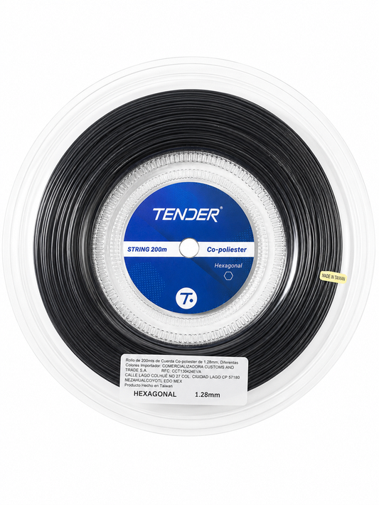 Rollo de Cuerda Tender Co Polyester Hexagonal, 200 mts Negro